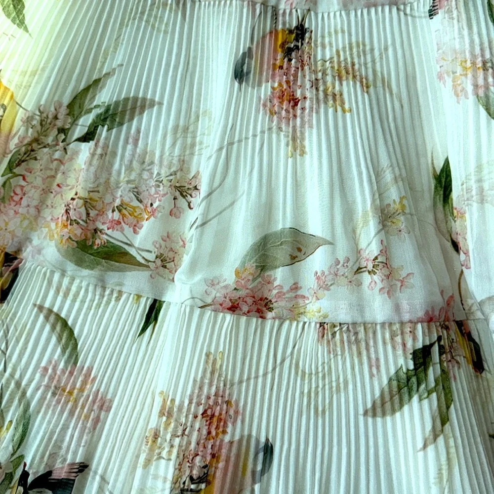 Zimmermann Floral Plissé Fit & Flare Dress